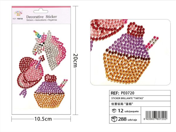 Sticker Brillante "Tartas" 10.5x20 cm - Pegatinas de diamantes y perlas