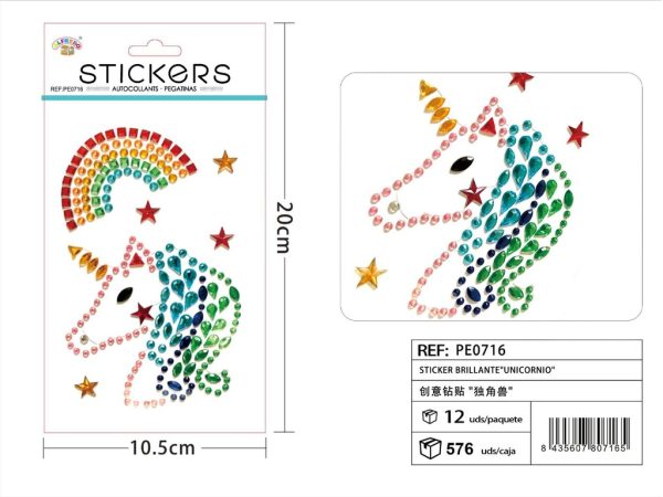 Sticker Brillante "Unicornio" 10.5x20 cm - Pegatinas de diamantes y perlas - Imagen 2