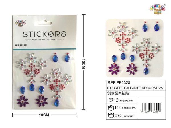 Sticker Brillante Decorativa 10x15 cm - Adorno de diamantes y perlas - Imagen 2