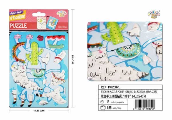 Sticker Puzzle Popup "Ovejas" 14.5X24CM - Pegatinas decorativas para niños