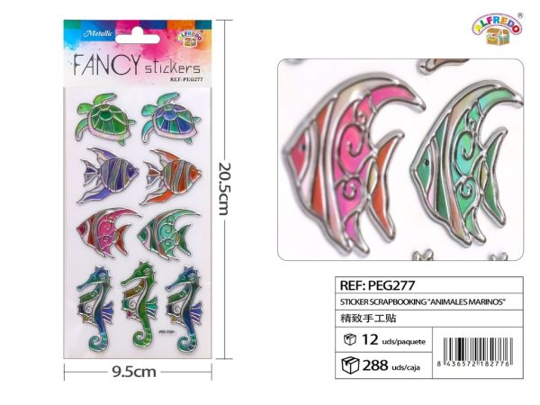 Sticker Scrapbooking "Animales Marinos" 11X20.5CM - Pegatinas decorativas para manualidades
