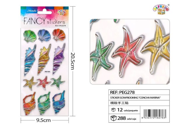 Sticker Scrapbooking "Concha Marina" 11X20.5CM - Pegatinas decorativas para manualidades