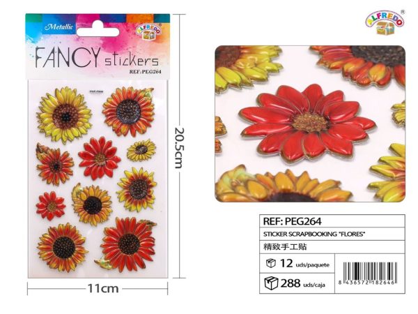 Sticker Scrapbooking "Flores" 11X20.5CM - Pegatinas decorativas para manualidades