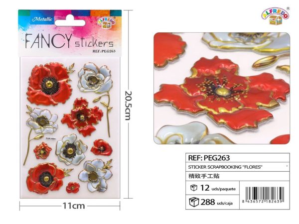 Sticker Scrapbooking "Flores" 11X20.5CM - Pegatinas decorativas para manualidades - Imagen 2