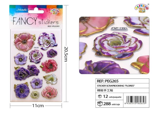 Sticker Scrapbooking "Flores" 11X20.5CM - Pegatinas decorativas para manualidades - Imagen 3