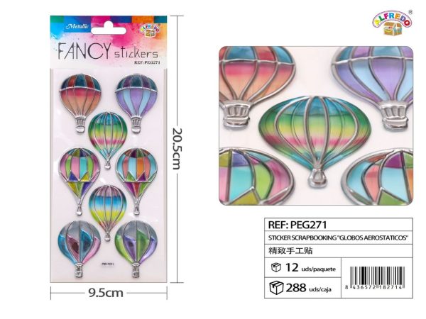 Sticker Scrapbooking "Globos Aerostáticos" 11X20.5CM - Pegatinas decorativas para manualidades