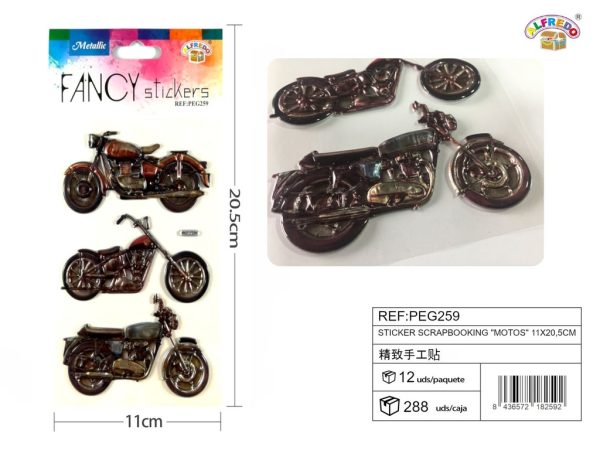 Sticker Scrapbooking "Motos" 11X20.5CM - Pegatinas decorativas para manualidades