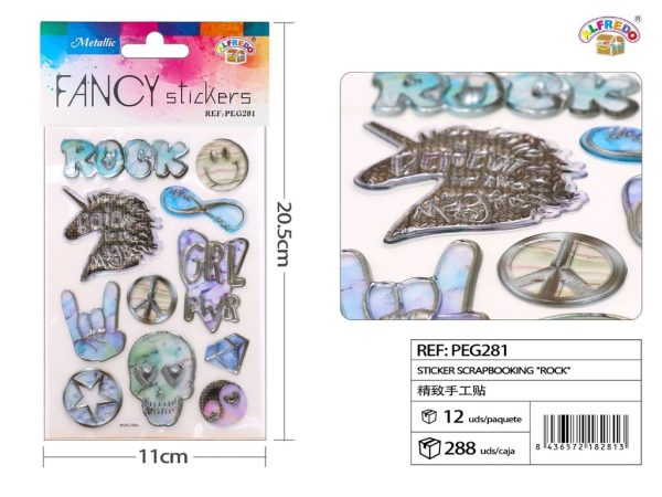 Sticker Scrapbooking "Rock" 11X20.5CM - Pegatinas decorativas para manualidades