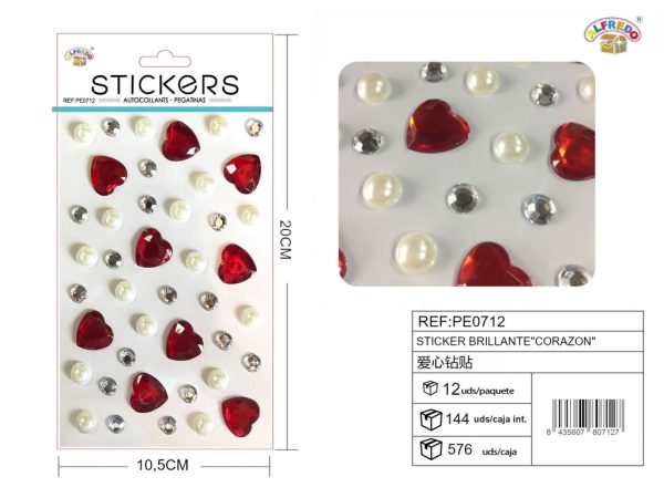 Sticker brillante "Corazón" 42 piezas 10.5X20 cm - Accesorios decorativos