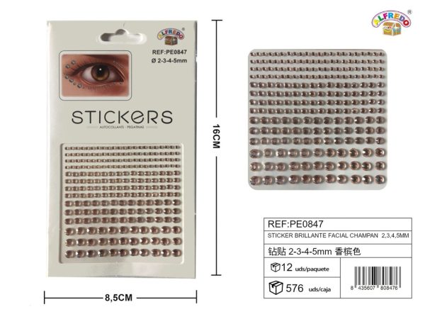 Sticker brillante facial champán 2,3,4,5mm 8.5x16cm - Accesorios de belleza