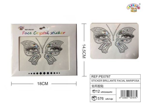 Sticker brillante facial mariposa 14.5x18 cm - Accesorios de belleza