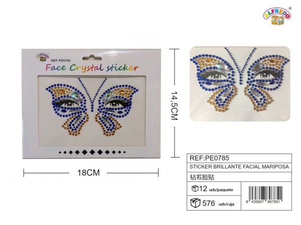 Sticker brillante facial mariposa 14.5x18 cm - Accesorios de belleza - Imagen 2