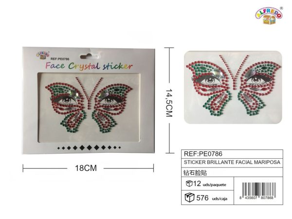 Sticker brillante facial mariposa 14.5x18 cm - Accesorios de belleza - Imagen 3