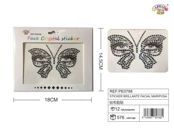 Sticker brillante facial mariposa 14.5x18 cm - Accesorios de belleza - Imagen 4