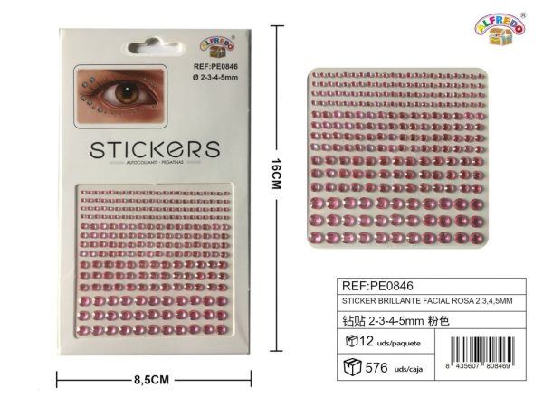 Sticker brillante facial rosa 2,3,4,5mm 8.5x16cm - Accesorios de belleza