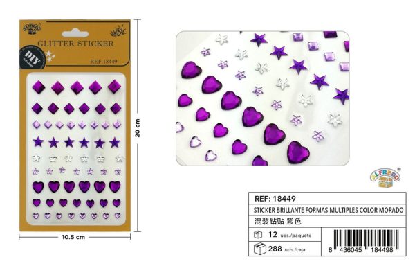 Sticker brillante formas múltiples color morado 10.5x20 cm - Pegatinas decorativas