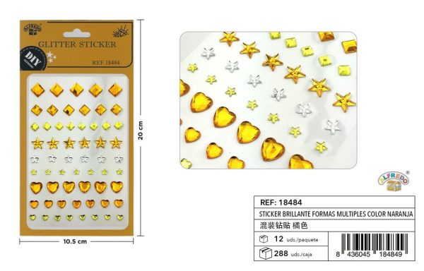Sticker brillante formas múltiples color naranja 10.5x20 cm - Pegatinas decorativas