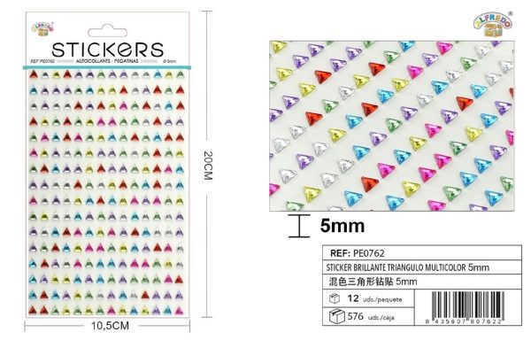 Sticker brillante triángulo multicolor 5mm 10,5X20 cm - Pegatinas decorativas