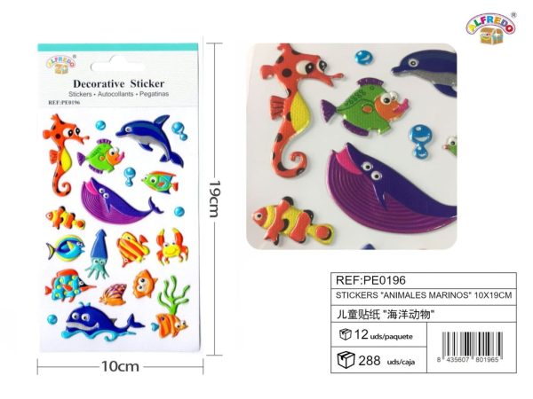 Stickers "Animales marinos" 10X19 cm - Pegatinas para niños