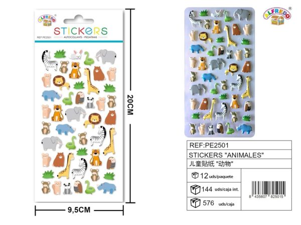 Stickers "Animales" 9.5X20 cm - Pegatinas para niños