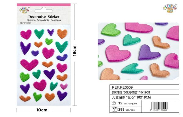 Stickers "Corazones" 10X19 cm - Pegatinas para niños