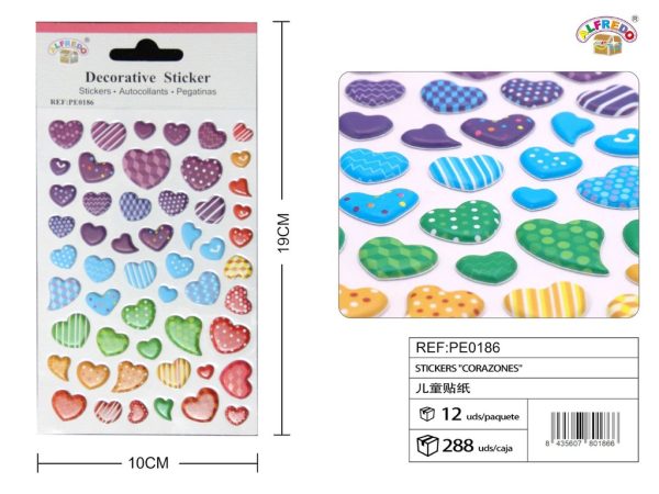 Stickers "Corazones" 10X19 cm - Pegatinas para niños - Imagen 2
