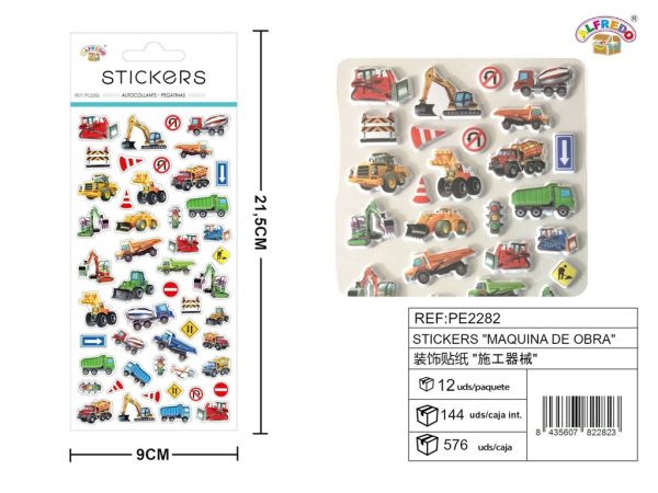 Stickers "Máquina de obra" 9x21.5cm para manualidades y decoración