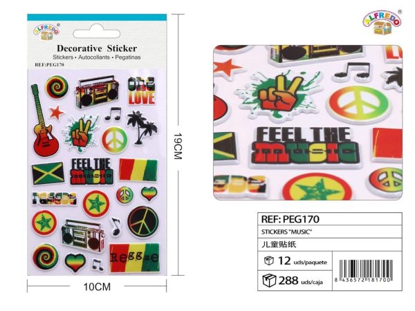 Stickers "Música" 10X19 cm - Pegatinas para niños