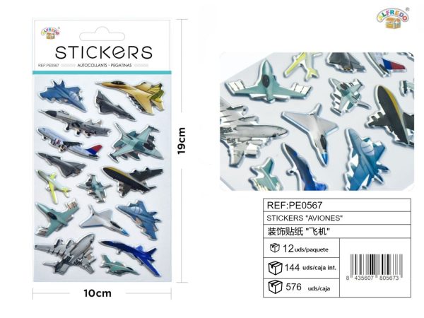 Stickers "aviones" 10x19 cm - Pegatinas surtidas infantiles