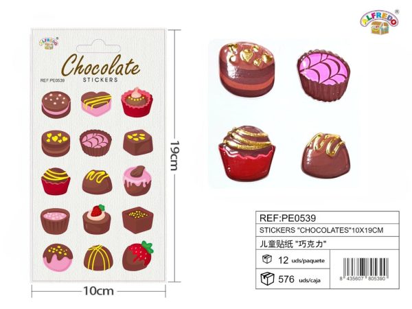 Stickers "chocolates" 10x19 cm - Pegatinas surtidas infantiles