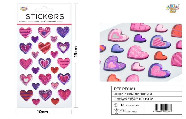 Stickers "corazones" 10x19 cm - Pegatinas surtidas infantiles - Imagen 2