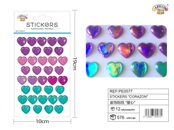 Stickers "corazón" 10x19 cm - Pegatinas surtidas infantiles