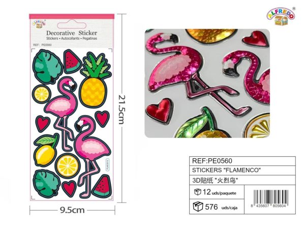 Stickers "flamenco" 9.5x21.5 cm - Pegatinas surtidas infantiles