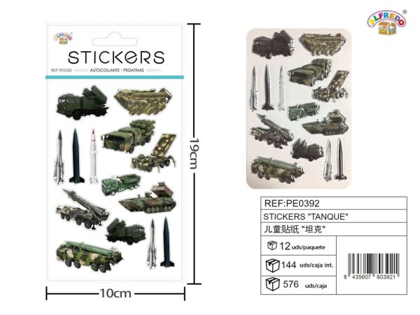 Stickers "tanque" 10x19 cm - Pegatinas surtidas infantiles