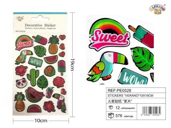 Stickers "verano" 10x19 cm - Pegatinas surtidas infantiles