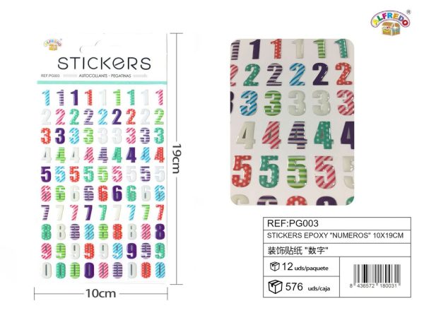 Stickers Epoxy "Números" 10x19 cm - Adhesivos infantiles