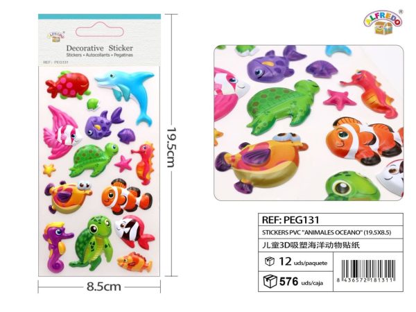 Stickers PVC "Animales oceánicos" 8.5X19.5 cm - Pegatinas para niños
