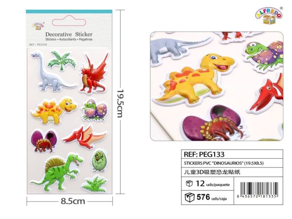 Stickers PVC "Dinosaurios" 8.5X19.5 cm - Pegatinas para niños