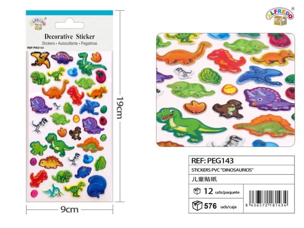 Stickers PVC "Dinosaurios" 9x19 cm - Adhesivos infantiles