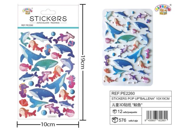 Stickers Pop Up de Ballena 10x19 cm - Adhesivos infantiles