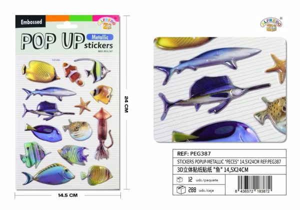 Stickers Popup-Metallic "Peces" 14.5X24CM - Pegatinas decorativas para niños