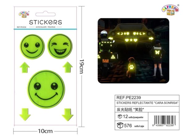 Stickers Reflectantes de Cara Sonrisa 10x19 cm - Adhesivos infantiles nocturnos