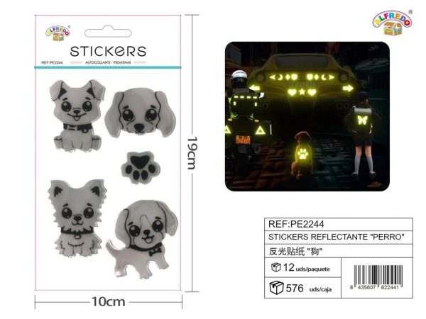 Stickers Reflectantes de Perro 10x19 cm - Adhesivos infantiles nocturnos