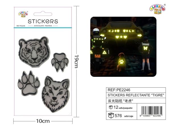Stickers Reflectantes de Tigre 10x19 cm - Adhesivos infantiles nocturnos