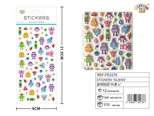 Stickers de Aliens 9x21.5 cm - Adhesivos infantiles