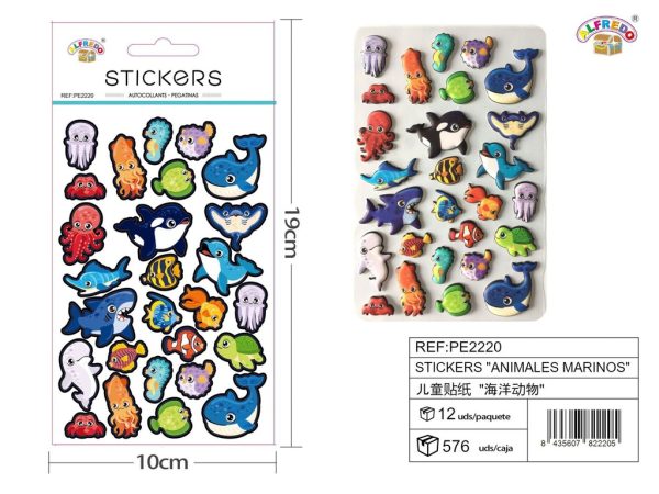 Stickers de Animales Marinos 10x19 cm - Adhesivos infantiles