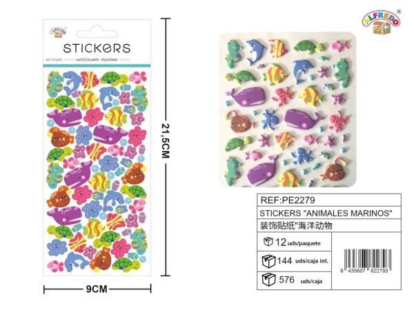 Stickers de Animales Marinos 9x21.5 cm - Adhesivos infantiles