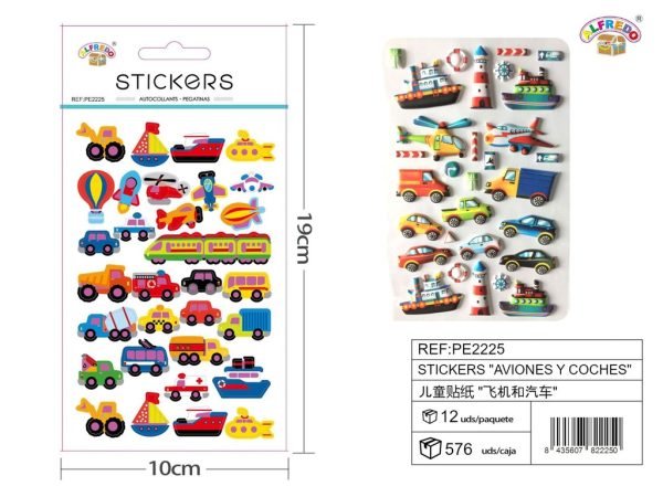 Stickers de Aviones y Coches 10x19 cm - Adhesivos infantiles