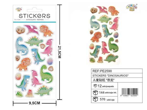 Stickers de Dinosaurios 9.5x21.5 cm - Pegatinas infantiles para niños - Imagen 2