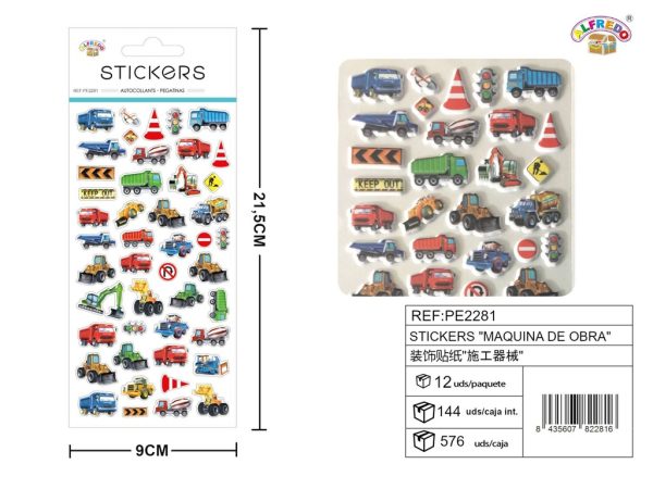 Stickers de Máquina de Obra 9x21.5 cm - Adhesivos infantiles